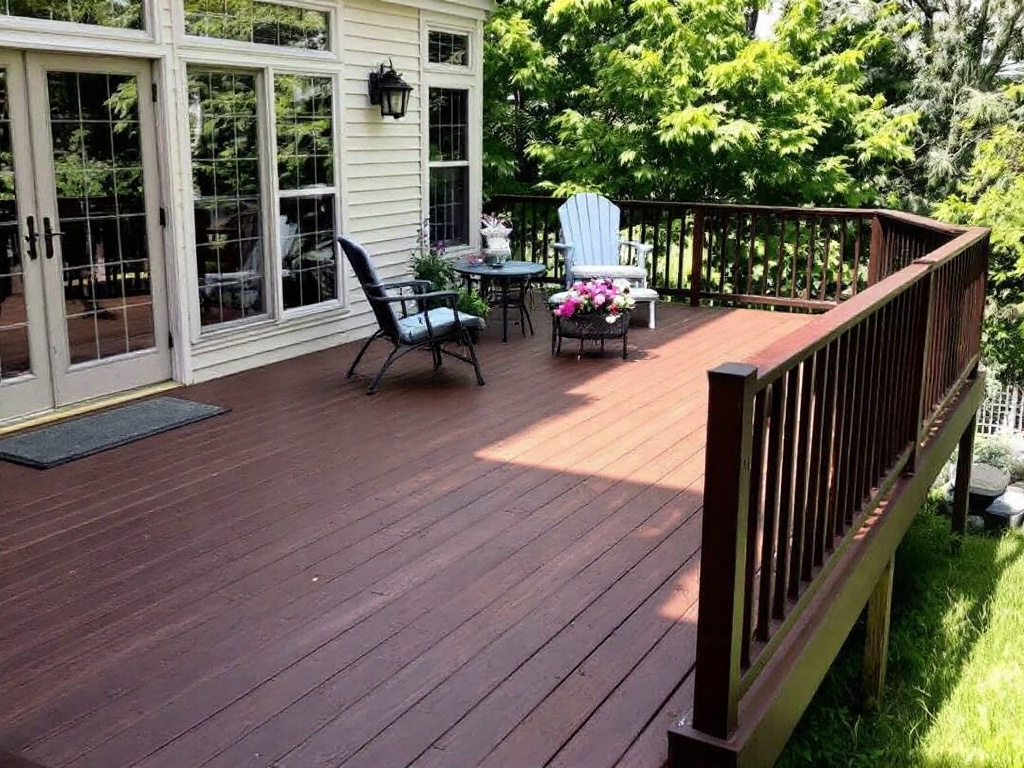 Caption: Mastering the Art of Deck Installation in Lexington, MA.  Skilled workers installing a deck in a Lexington, Massachusetts property.