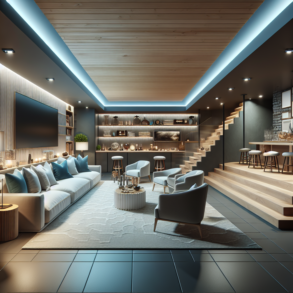 Experts renovating basement in a modern, contemporary style to enhance excellence.