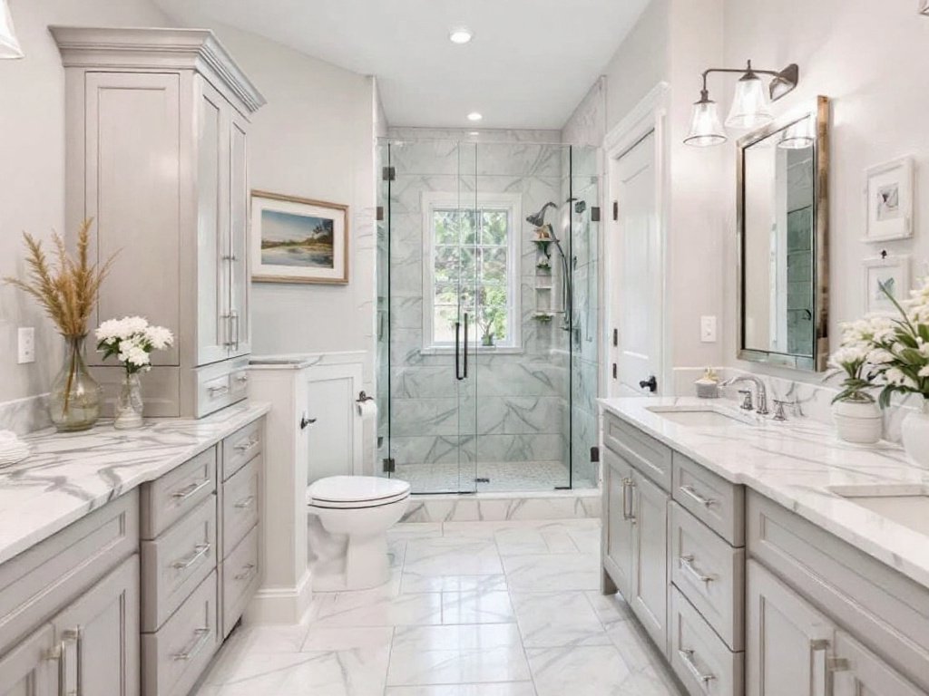 Modern, updated bathroom design made possible by Bathroom Contractors Needham MA.
