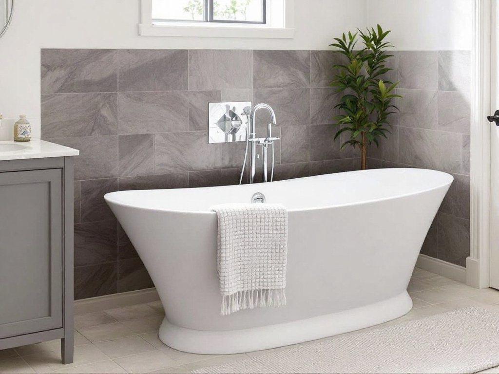 Caption: Experience pure luxury with our fantastic bathtub installation services in Brookline, MA. A newly installed bathtub in a remodeled Brookline, MA bathroom setting.