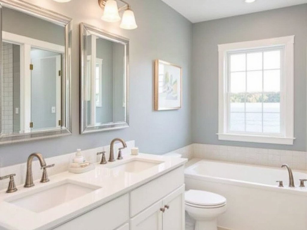 A newly remodeled modern bathroom near Dover, MA showcasing contemporary design elements. 