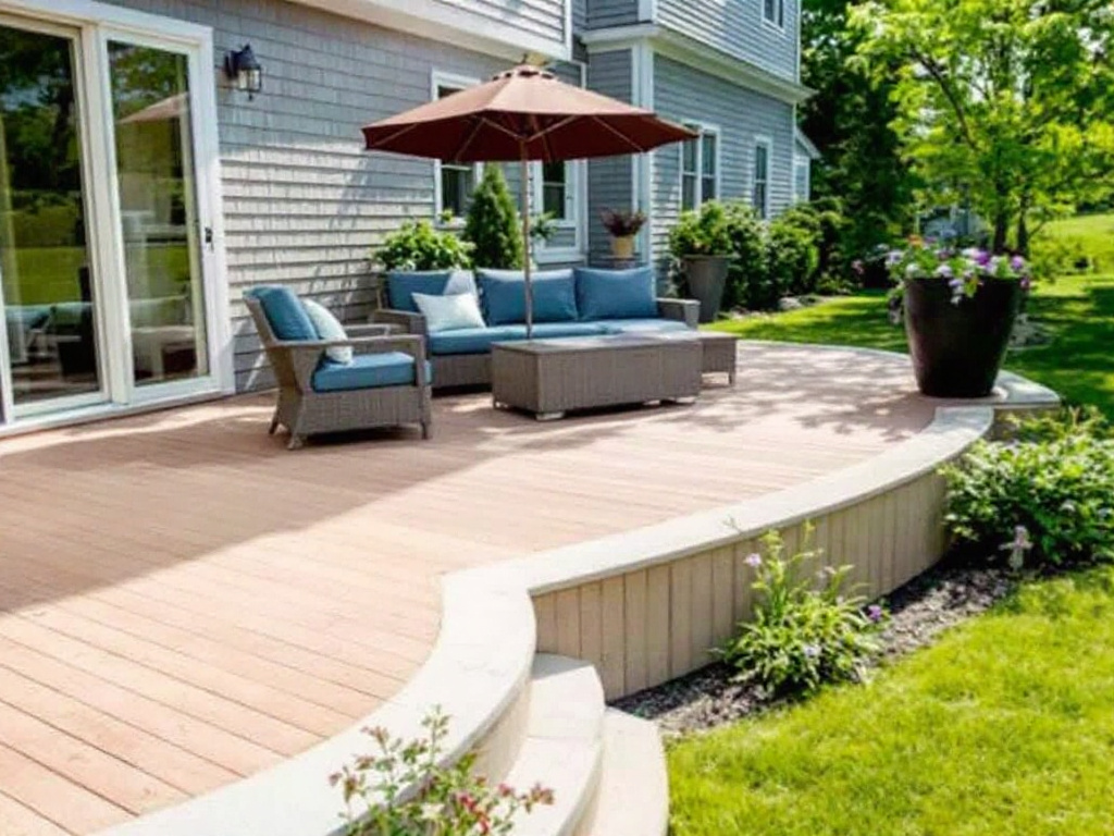Modern Deck Installation Services: Revolutionize Your Outdoor Space in Woburn, MA. Alt Text: Modern and contemporary Deck Installation in Woburn, MA, transforming an outdoor space.