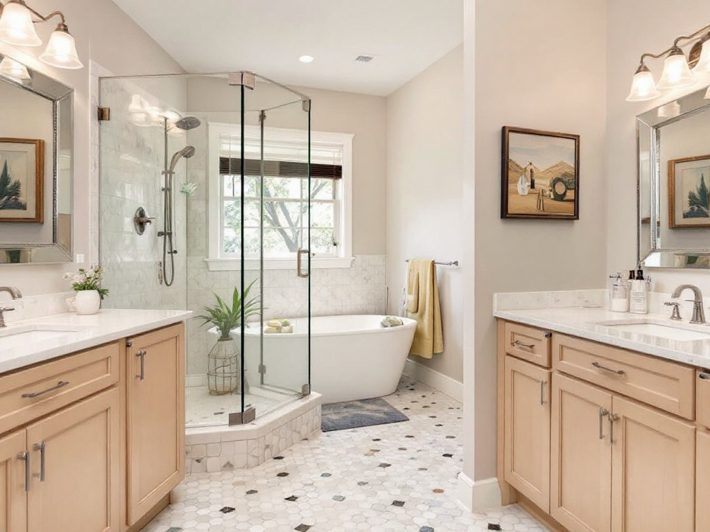 Alt Text: Exquisite bathroom with elegant tile flooring installed by top experts near Acton, MA.