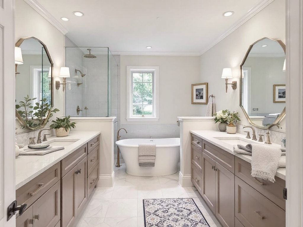 Contemporary, modern-style bathroom renovation in Woburn, MA with top-quality finishes.