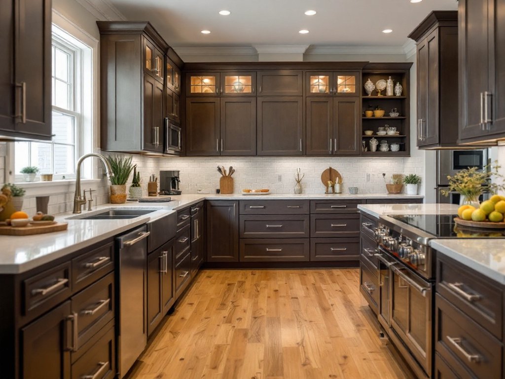 Expert kitchen remodel contractors working on contemporary designs in a modern new kitchen near Concord, MA. 