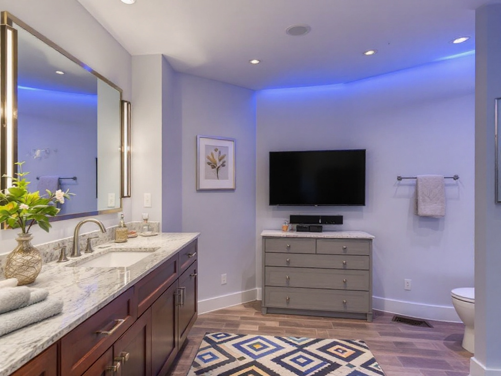 Modern and contemporary redesigned basement in Medfield, featuring new fixtures and stylish decor.