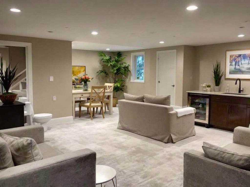Alt Text: Professional basement remodelers working in a house near Sudbury, Massachusetts to create some extra space.