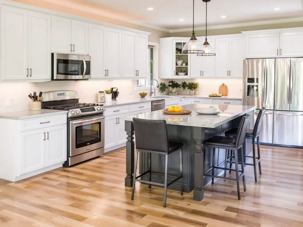 Modern kitchen with contemporary redesign by top renovation contractors near Sudbury MA.