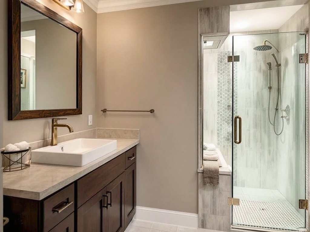 Picture displaying the newly remodeled basement in contemporary design near Medford.