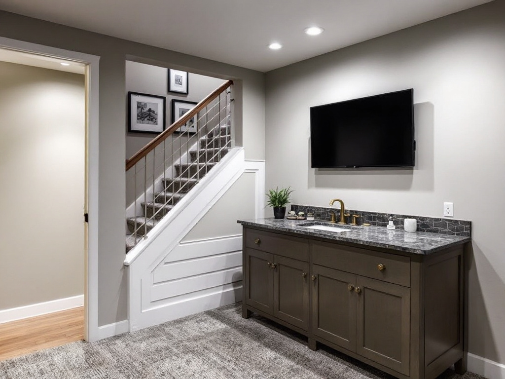 Alt Text: Photo representing some of the best basement remodelers near Milton, MA shaping a stunning underground oasis.