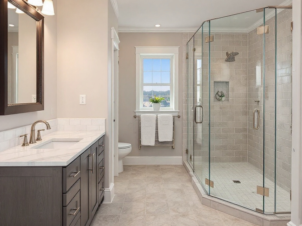 Expert tile professionals demonstrating their expertise in bathroom remodeling project at Woburn, MA.