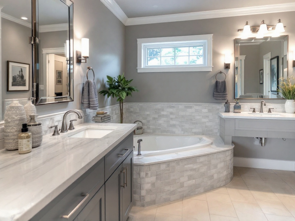 A lavishly renovated, modern and contemporary designed bathroom in a basement remodeled near Billerica, MA.