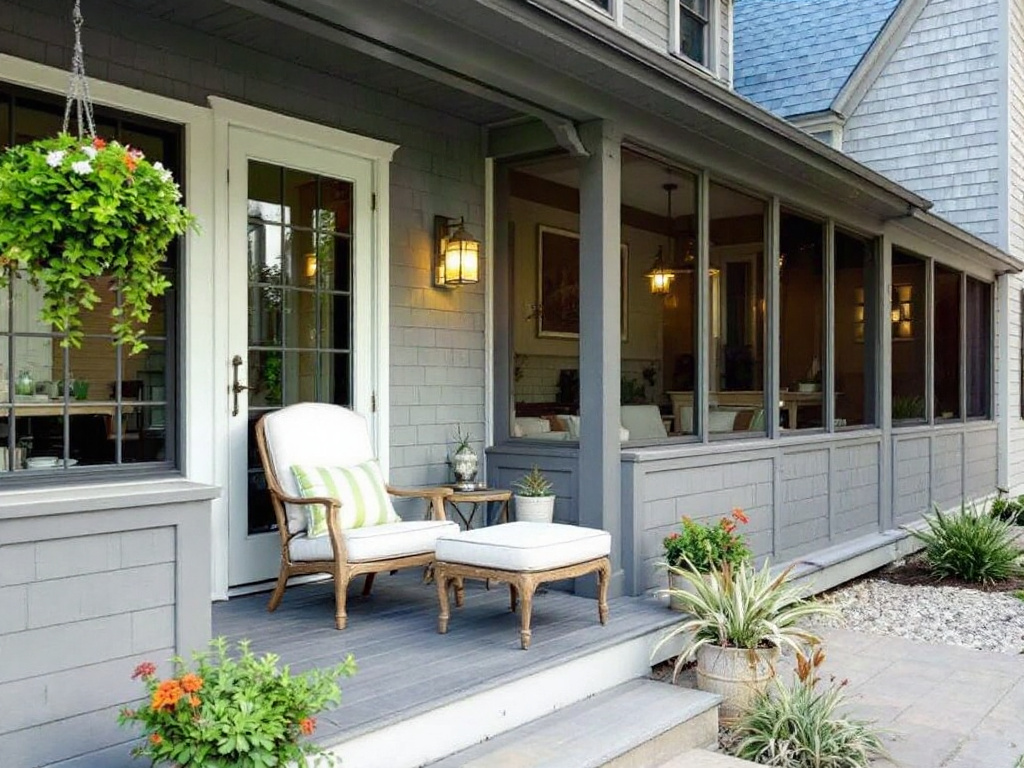 Picture of a porch in Massachusetts that has just been renovated with a modern, contemporary design.