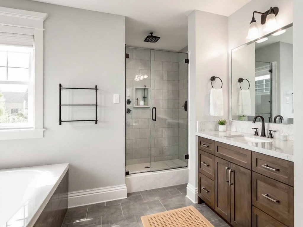 A stunning modern and contemporary bathroom transformation by Burlington MA contractors.