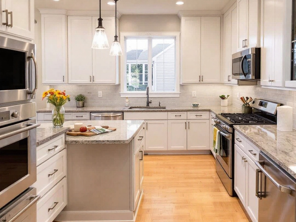 Modern and contemporary remodeled kitchen in Woburn, MA, by top contractors.