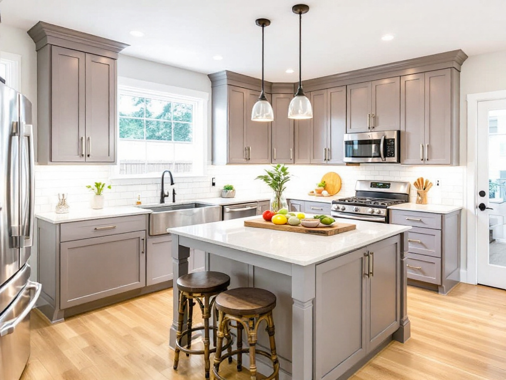 View of a recently renovated modern kitchen in Newton, MA by top contractors.