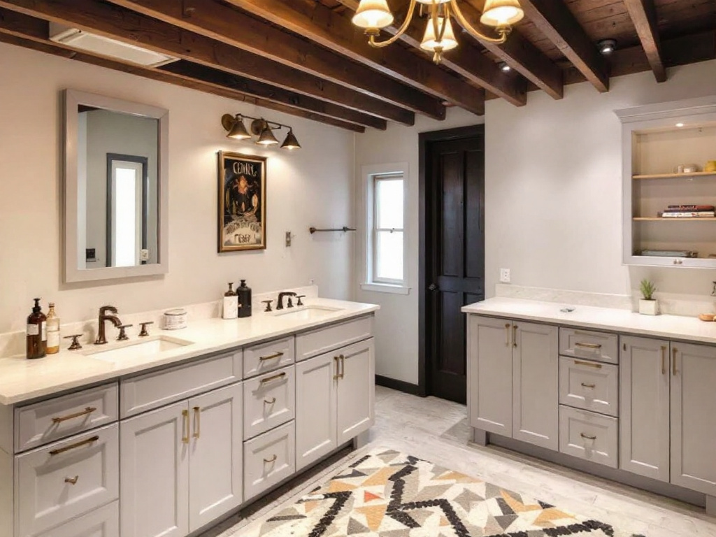 Image showcasing a beautifully remodeled basement room reflecting both modern and rustic vibes.
