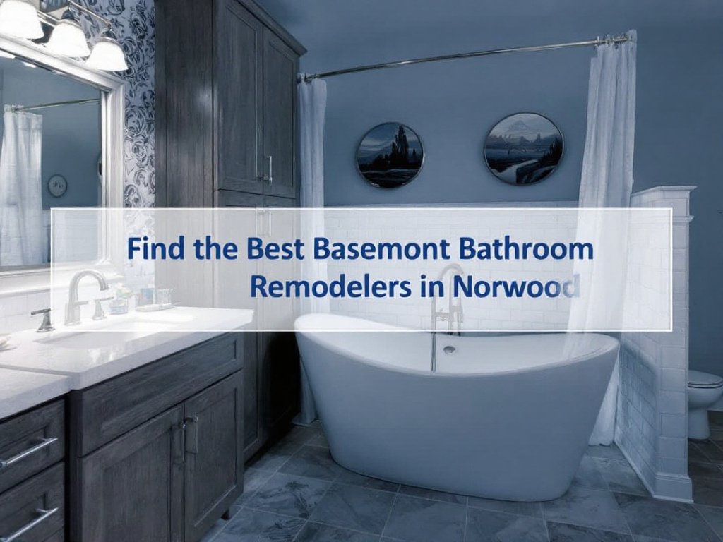 Professional basement remodelers presenting modern and contemporary bathroom refurbishment options in Norwood.