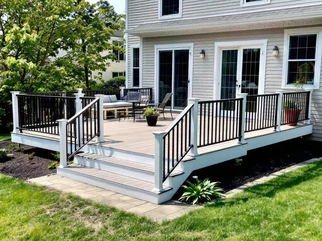 An image of a modern, new, and contemporary deck installation guide set in Norwood, MA.
