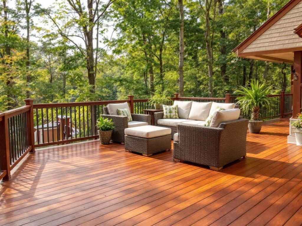 'A modern, redesigned deck in Westwood, MA featuring contemporary design principles'.