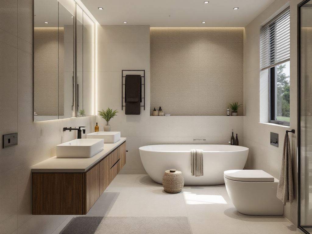 A luxurious and elevated modern bathroom design embodying the contemporary lifestyle.
