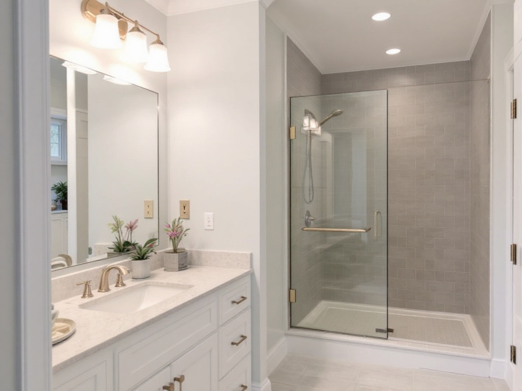 Contextual outlook of a modern, contemporary bathroom remodeling service by top-rated general contractors in Canton, MA.