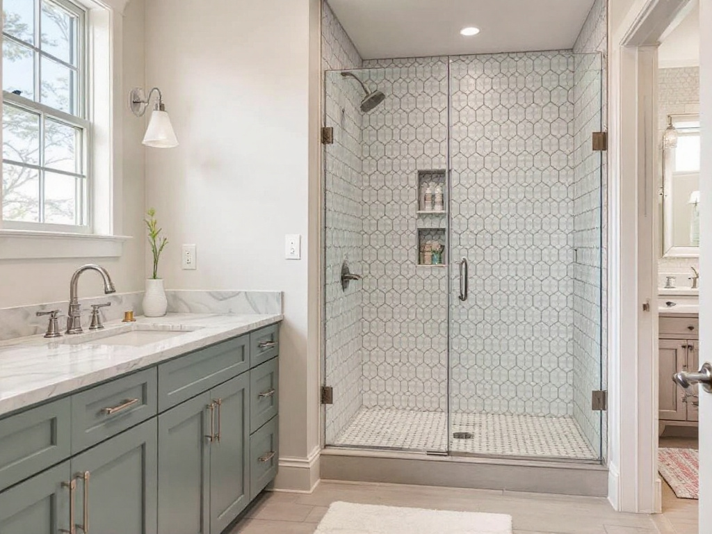 An overhauled bathroom in Canton, MA showcasing modern design and amenities.