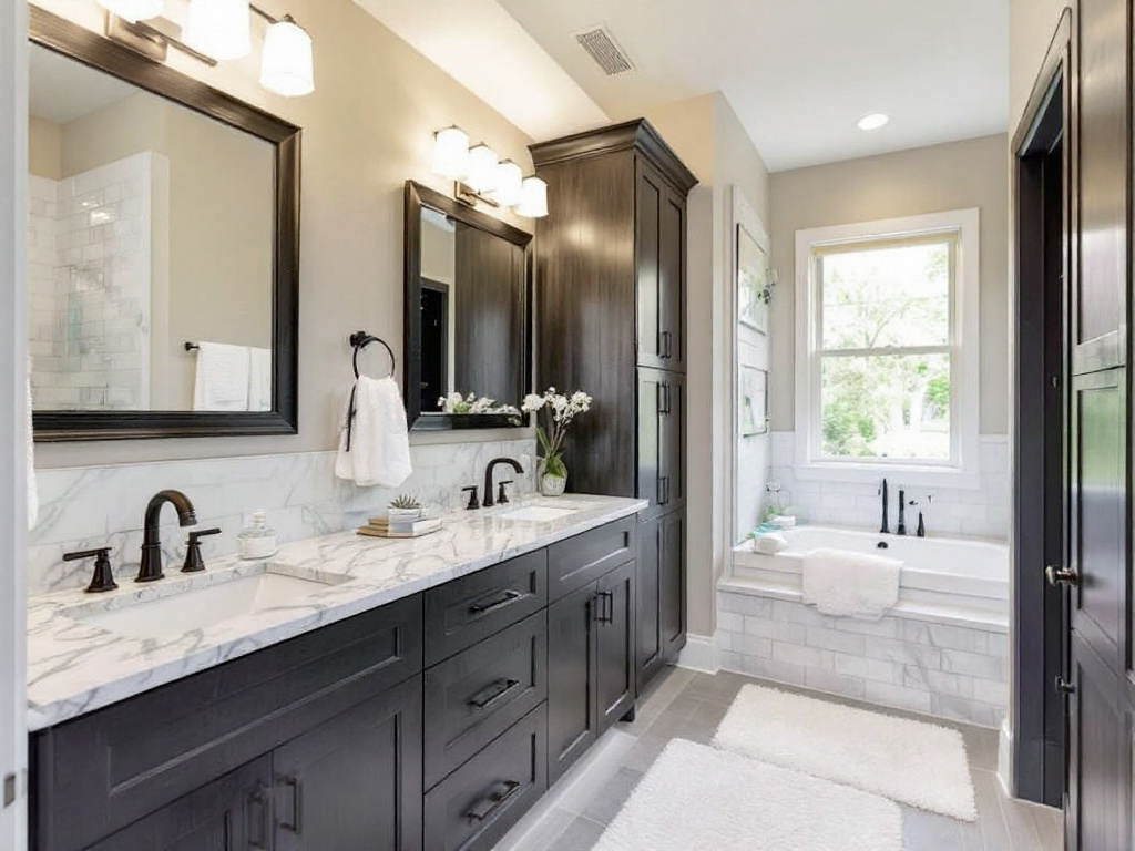 Modern bathroom renovation in Massachusetts with a contemporary design concept. 