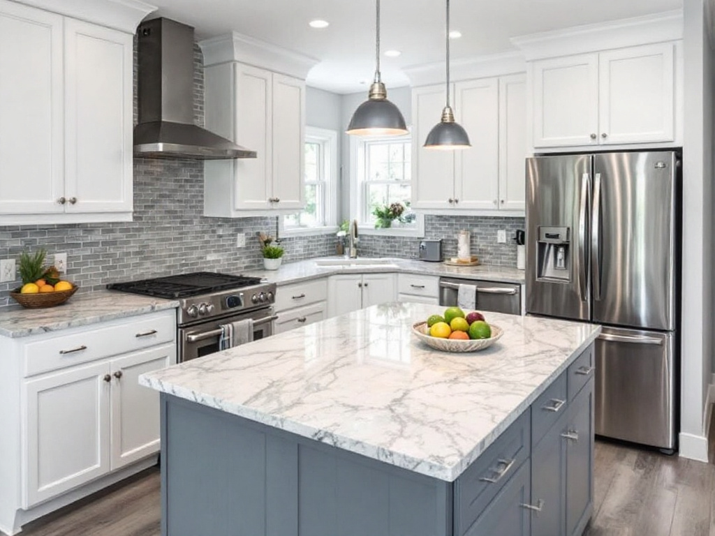 Image illustrating modern, contemporary kitchen redesign by premier remodeling contractors near Randolph, MA.