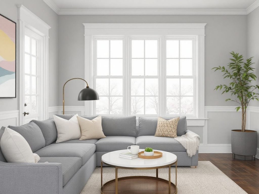 An image showcasing a modern, contemporary interior design in Bedford, MA newly refreshed with high-quality paintwork.