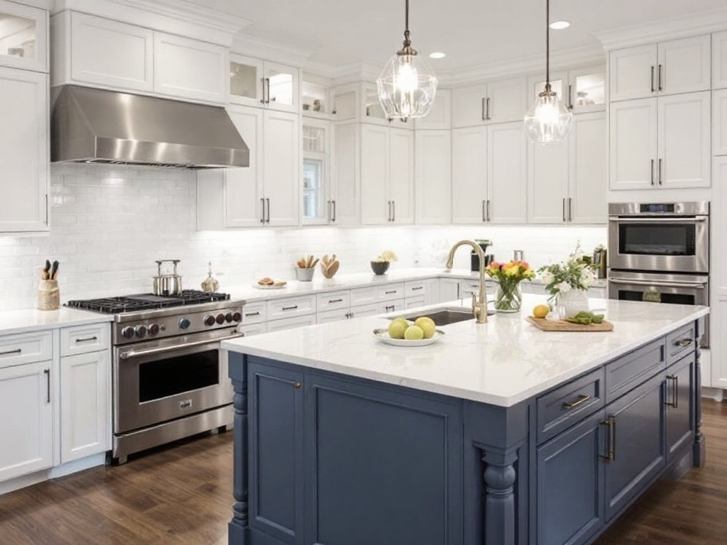 Customized modern kitchen layout by Norwood, MA remodelers.