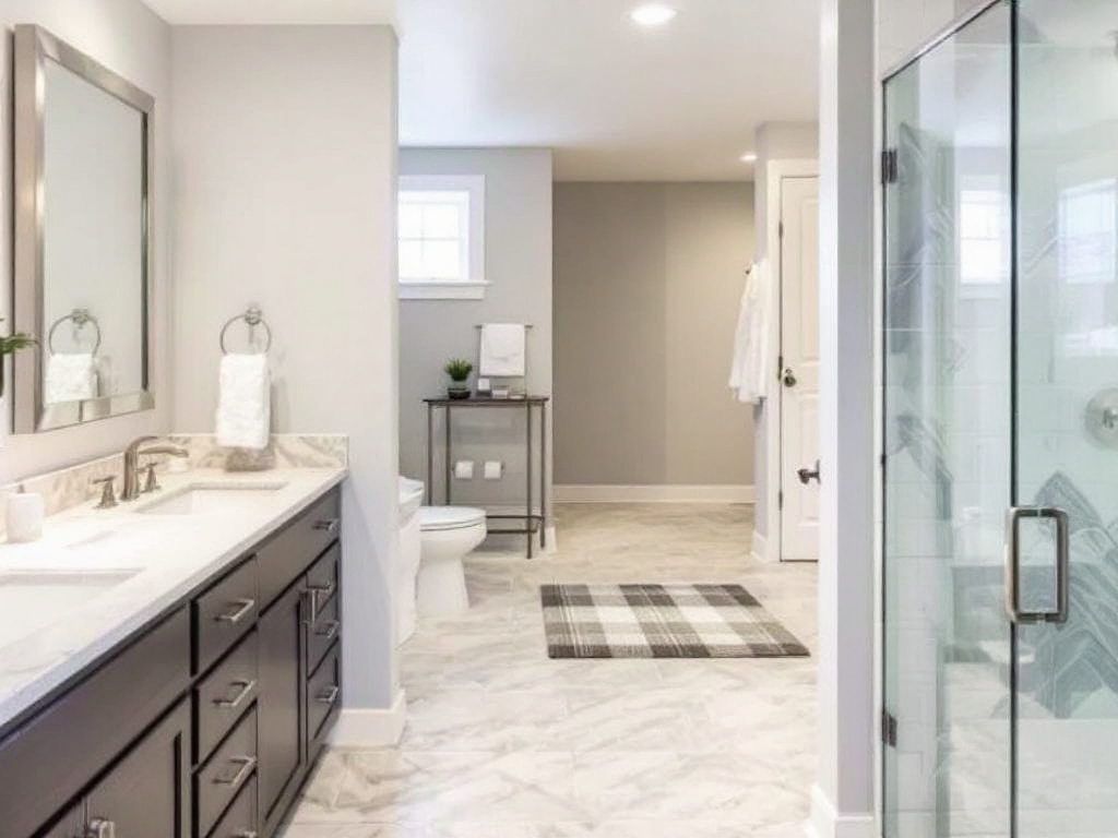 Alt text: A modern, contemporary design for basement renovation near Walpole.
