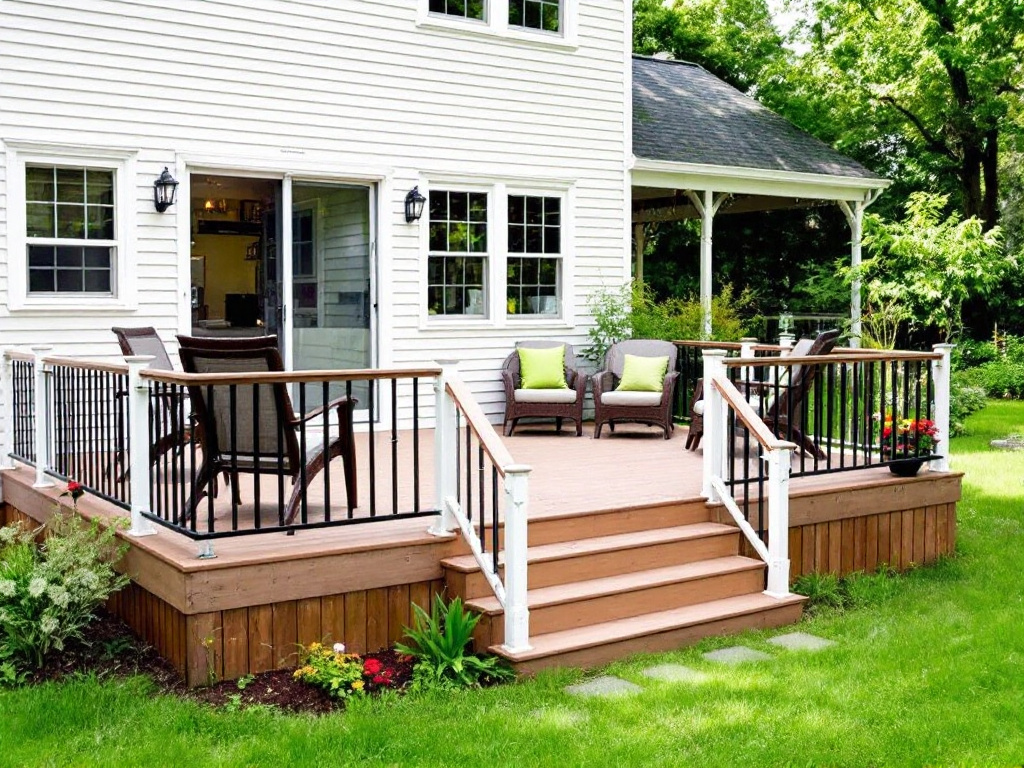 Professional deck installation service transforming a backyard into a luxurious relaxation space Near Waltham MA.