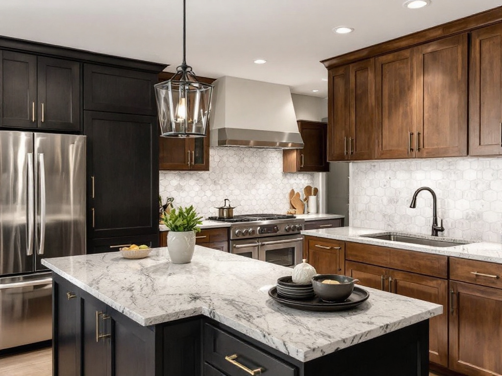 Alternative text: Modern kitchen renovation with contemporary design elements in Medford, MA.