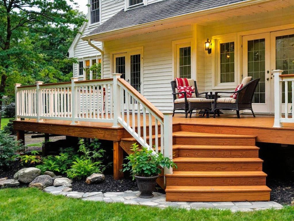 Professional deck builders upgrading a deck in Winchester, MA.