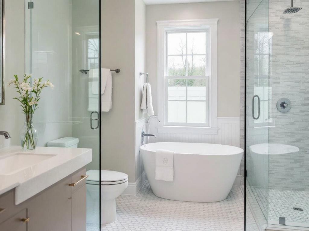 'Professional basement contractors designing a modern, contemporary bathroom remodeling project in Ashland, MA'.