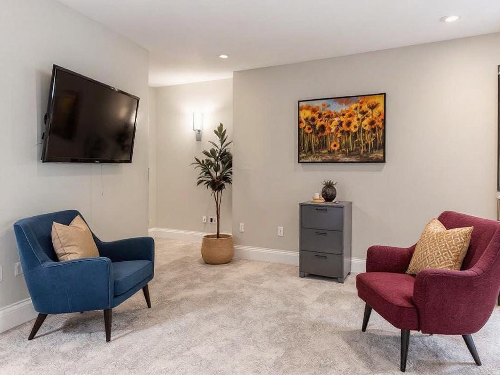 'Basement transformed into a modern living space after renovation near Malden'.