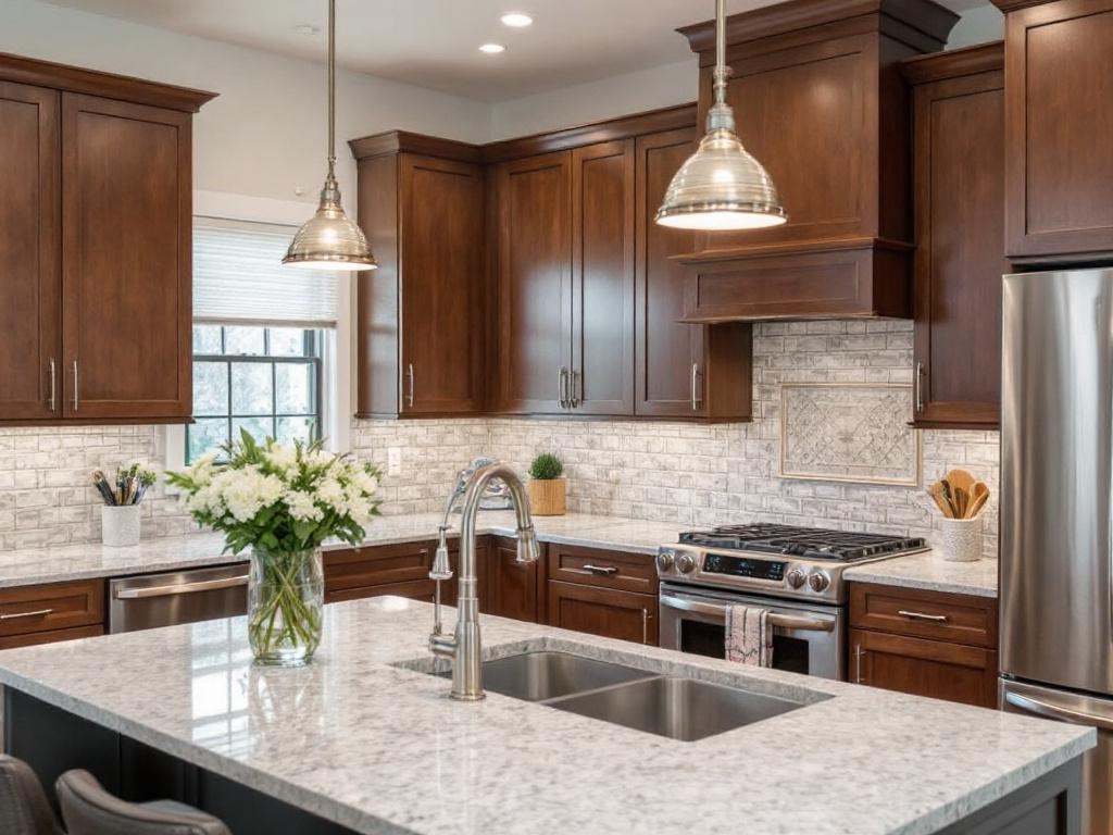 Alternative text: A modern, contemporary kitchen design by contractors near Medfield, MA.