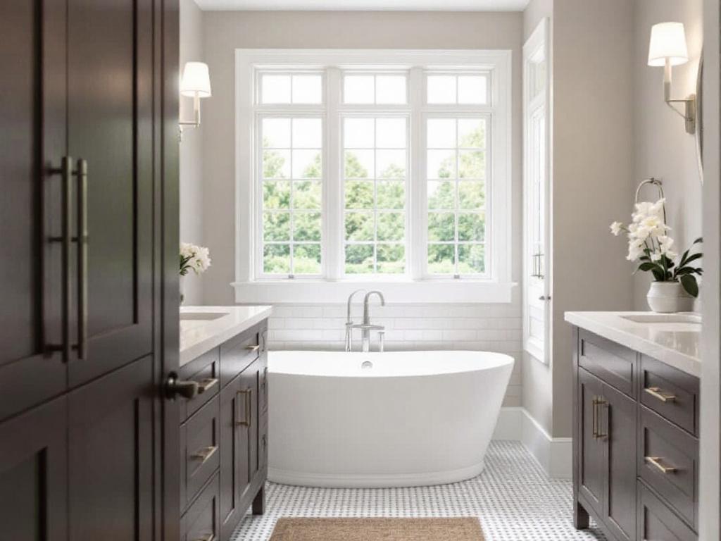 A picture showcasing updated bathroom renovation featuring modern and contemporary design near Hopkinton.
