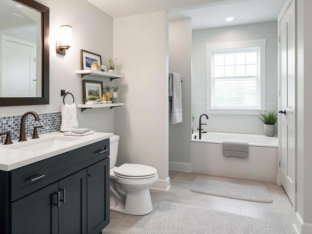Remodeled modern basement in Acton, Massachusetts with contemporary design.