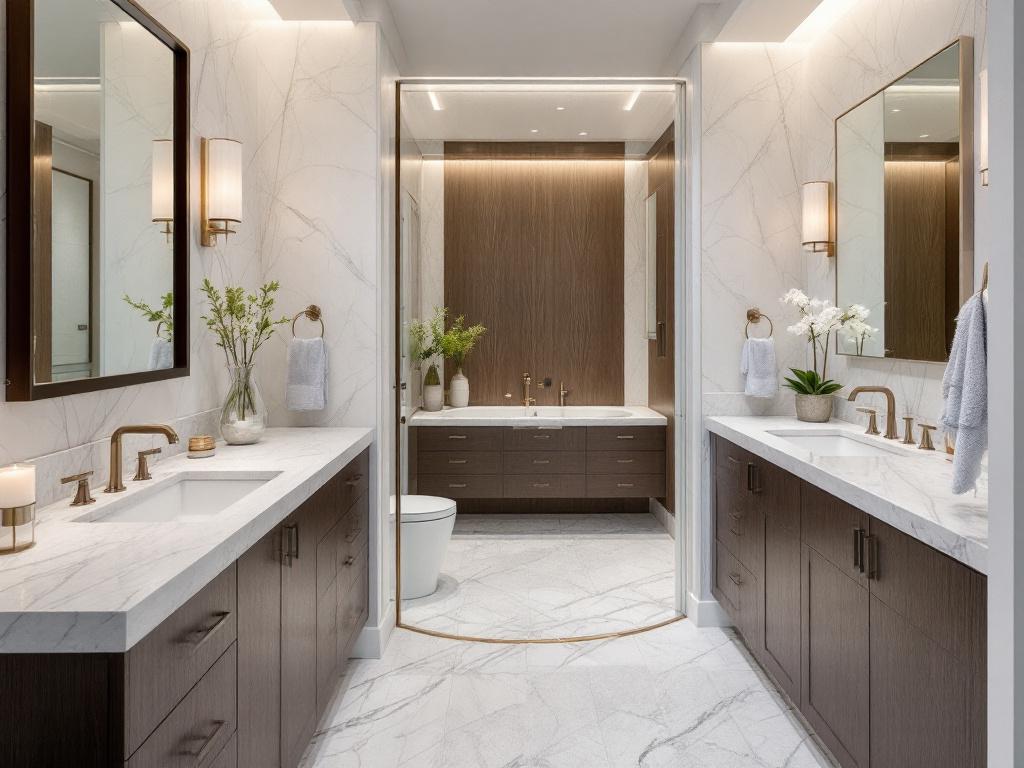 Image showcasing a modernly remodeled bathroom with a contemporary design by General Contracting Experts.