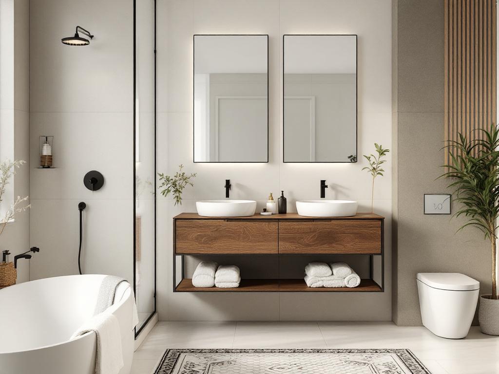 Modern elegant bathroom post-renovation.