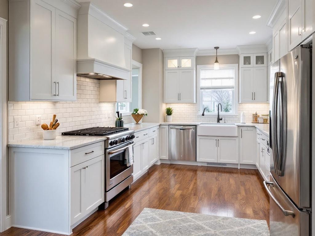 Team of professional kitchen renovation contractors working in a home in Bedford, MA.