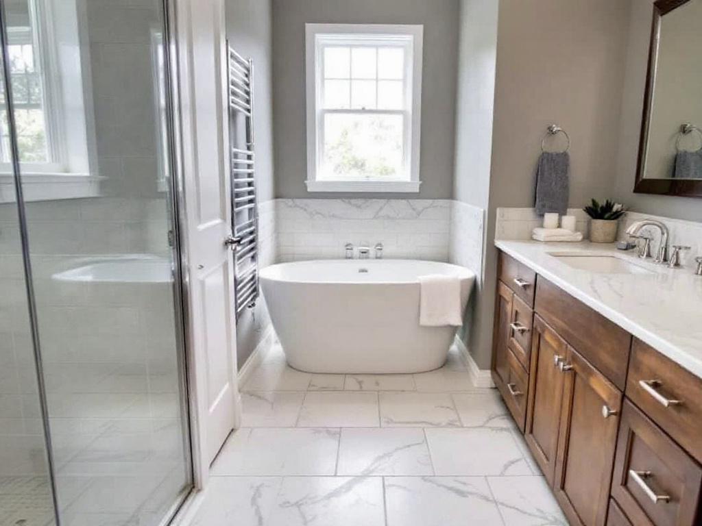 Modern tile flooring installation service cover picture for Burlington MA.