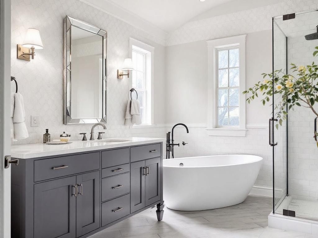 Picture depicting a modern and contemporary designed bathroom referred as the ultimate guide to bathroom contractors near Norwood, MA.