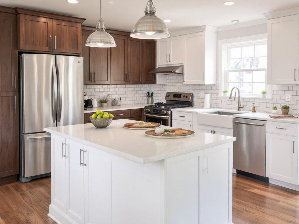 An overview image of a kitchen that's renovated by expert contractors near Milton, MA.