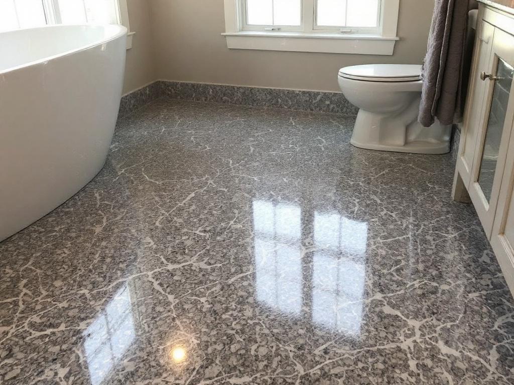Contemporary bathroom embellished with modern epoxy coatings in Newton, MA.