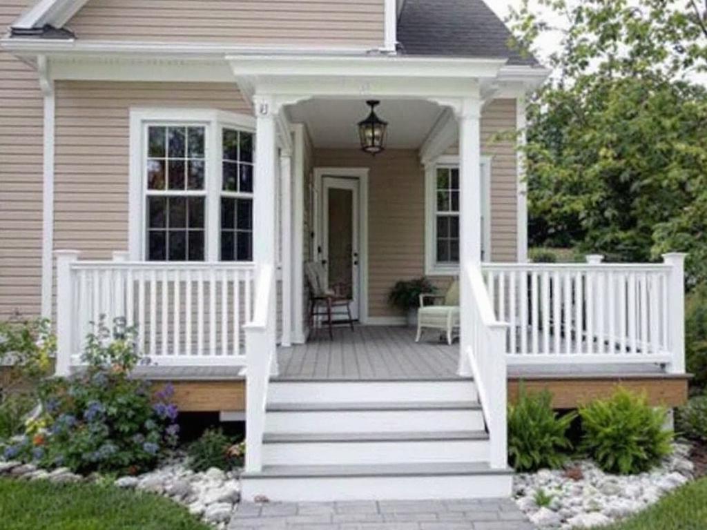 Modern transformation of an outdoor space through contemporary design of a new deck porch construction.