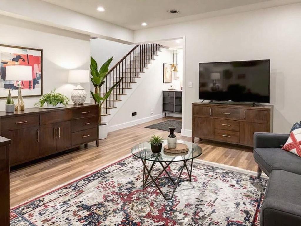 Modern and contemporary basement remodeling design by Premier Remodelers near Woburn, MA, featuring innovative ways to unlock hidden potential.
